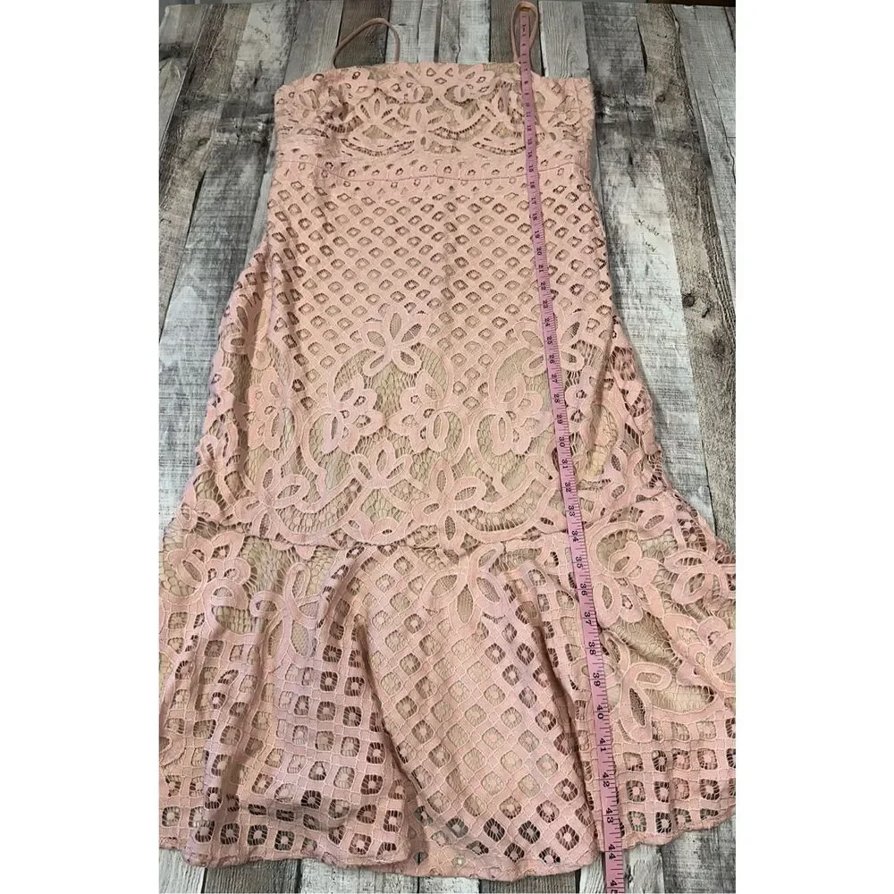 Lulu’s Unlimited Love Lace Trumpet Midi Dress Dusty Pink Wedding Europe Size XL - Picture 5 of 8